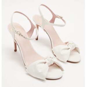 TED BAKER Bribria Ivory Bow Stiletto Open Toe Heels Size 39